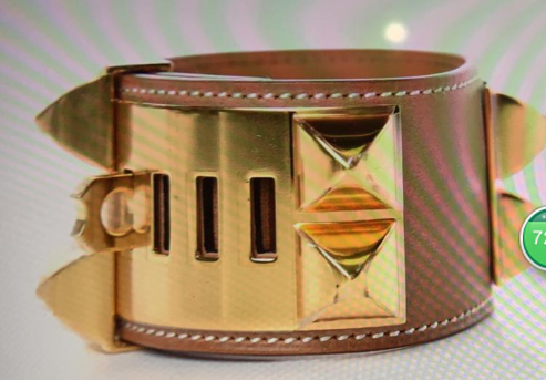 Hermes Brown Leather Gold Bangle 1175 Hermes Brown Leather Gold Bangle 1175