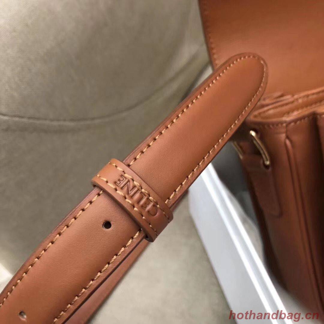 CELINE LARGE TRIOMPHE BAG IN TEXTILE AND NATURAL CALFSKIN 18887 Brown CELINE LARGE TRIOMPHE BAG IN TEXTILE AND NATURAL CALFSKIN 18887 Brown