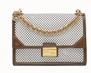 Fendi KAN U leather bag 8BT313 Khaki&white Fendi KAN U leather bag 8BT313 Khaki&white