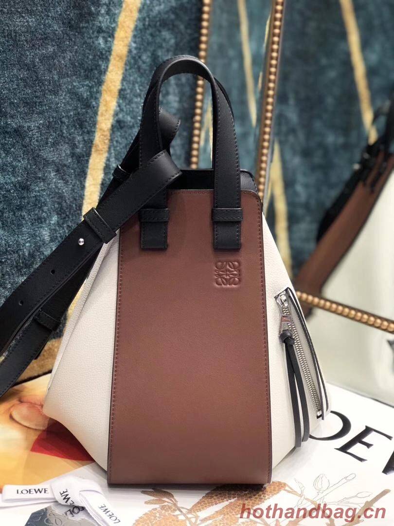 Loewe Hammock Small Bag Original Leather A6887 Brown&White&Black Loewe Hammock Small Bag Original Leather A6887 Brown&White&Black