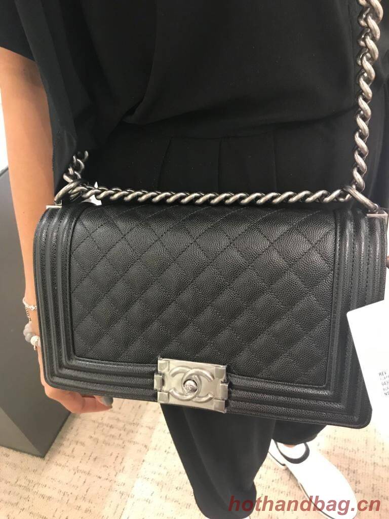 Chanel Original Caviar Leather Boy Flap Shoulder Black Bag A67086 Silver Chanel Original Caviar Leather Boy Flap Shoulder Black Bag A67086 Silver