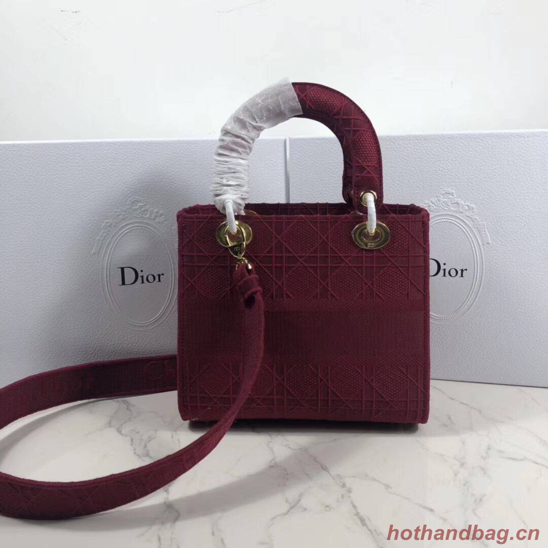 LADY DIOR TOTE BAG IN EMBROIDERED CANVAS C4532 Bordeaux LADY DIOR TOTE BAG IN EMBROIDERED CANVAS C4532 Bordeaux