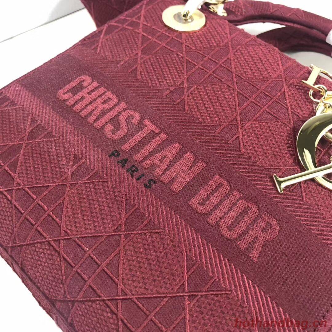 LADY DIOR TOTE BAG IN EMBROIDERED CANVAS C4532 Bordeaux LADY DIOR TOTE BAG IN EMBROIDERED CANVAS C4532 Bordeaux