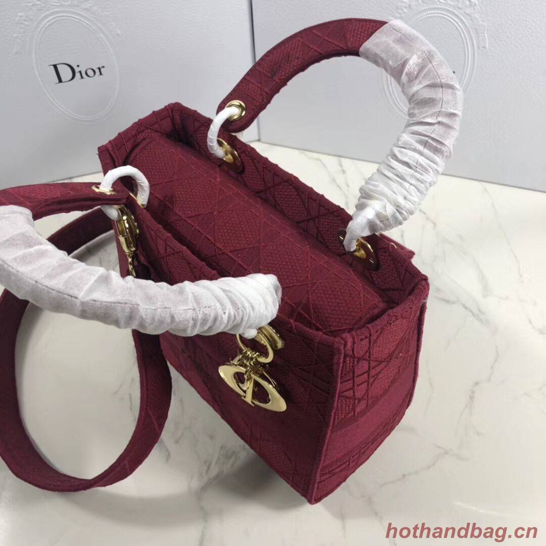 LADY DIOR TOTE BAG IN EMBROIDERED CANVAS C4532 Bordeaux LADY DIOR TOTE BAG IN EMBROIDERED CANVAS C4532 Bordeaux