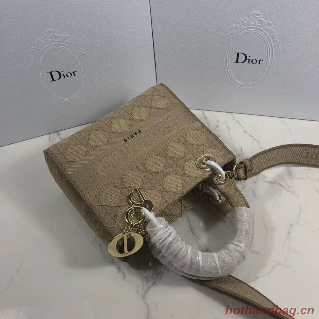 LADY DIOR TOTE BAG IN EMBROIDERED CANVAS C4532 apricot LADY DIOR TOTE BAG IN EMBROIDERED CANVAS C4532 apricot