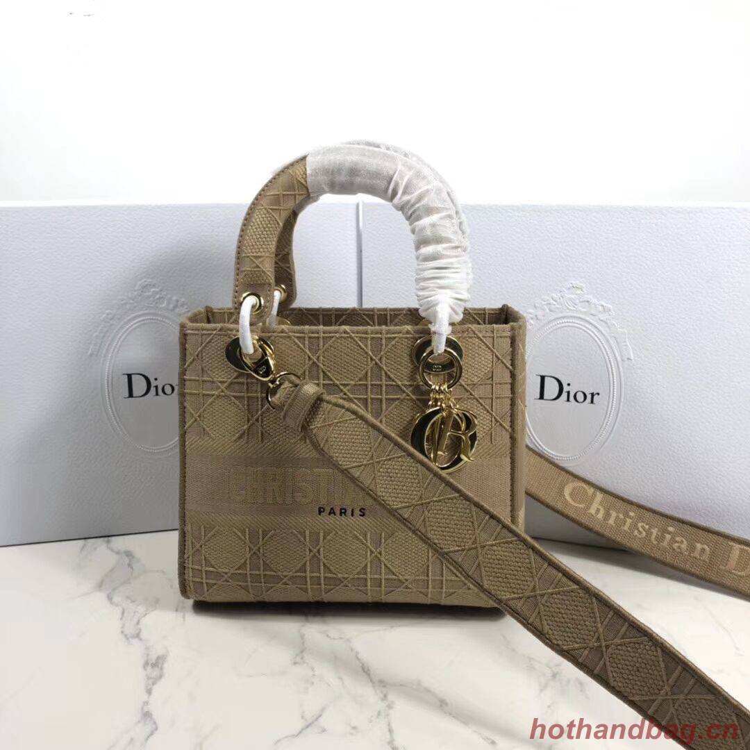 LADY DIOR TOTE BAG IN EMBROIDERED CANVAS C4532 apricot LADY DIOR TOTE BAG IN EMBROIDERED CANVAS C4532 apricot