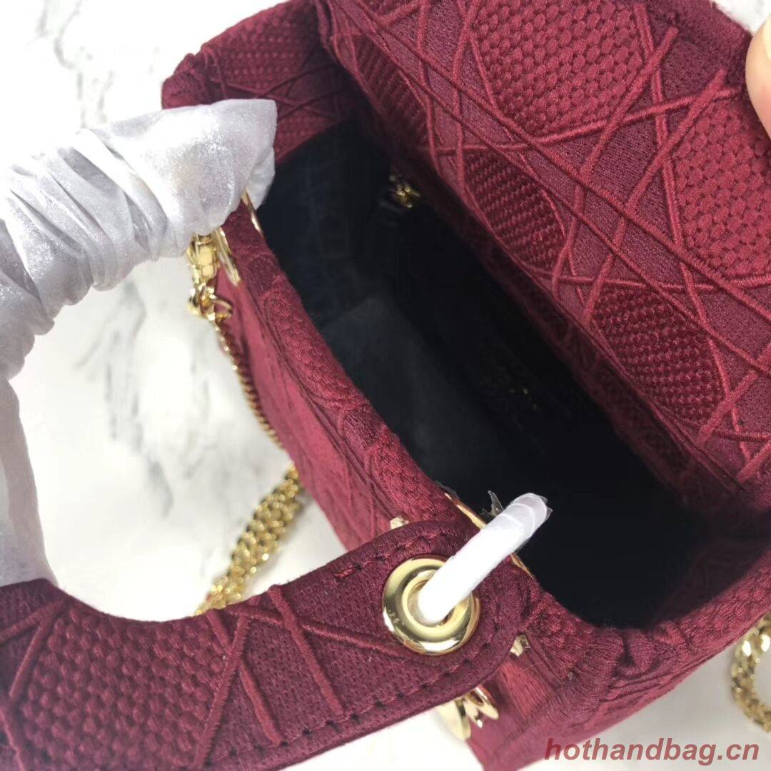 MINI LADY DIOR TOTE BAG IN EMBROIDERED CANVAS C4531 Bordeaux MINI LADY DIOR TOTE BAG IN EMBROIDERED CANVAS C4531 Bordeaux