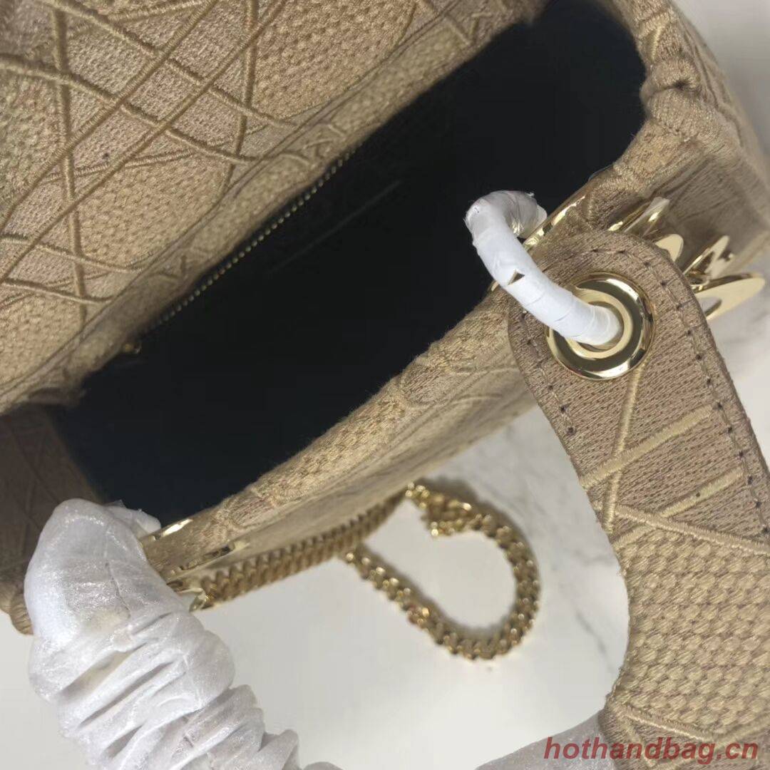 MINI LADY DIOR TOTE BAG IN EMBROIDERED CANVAS C4531 Nude