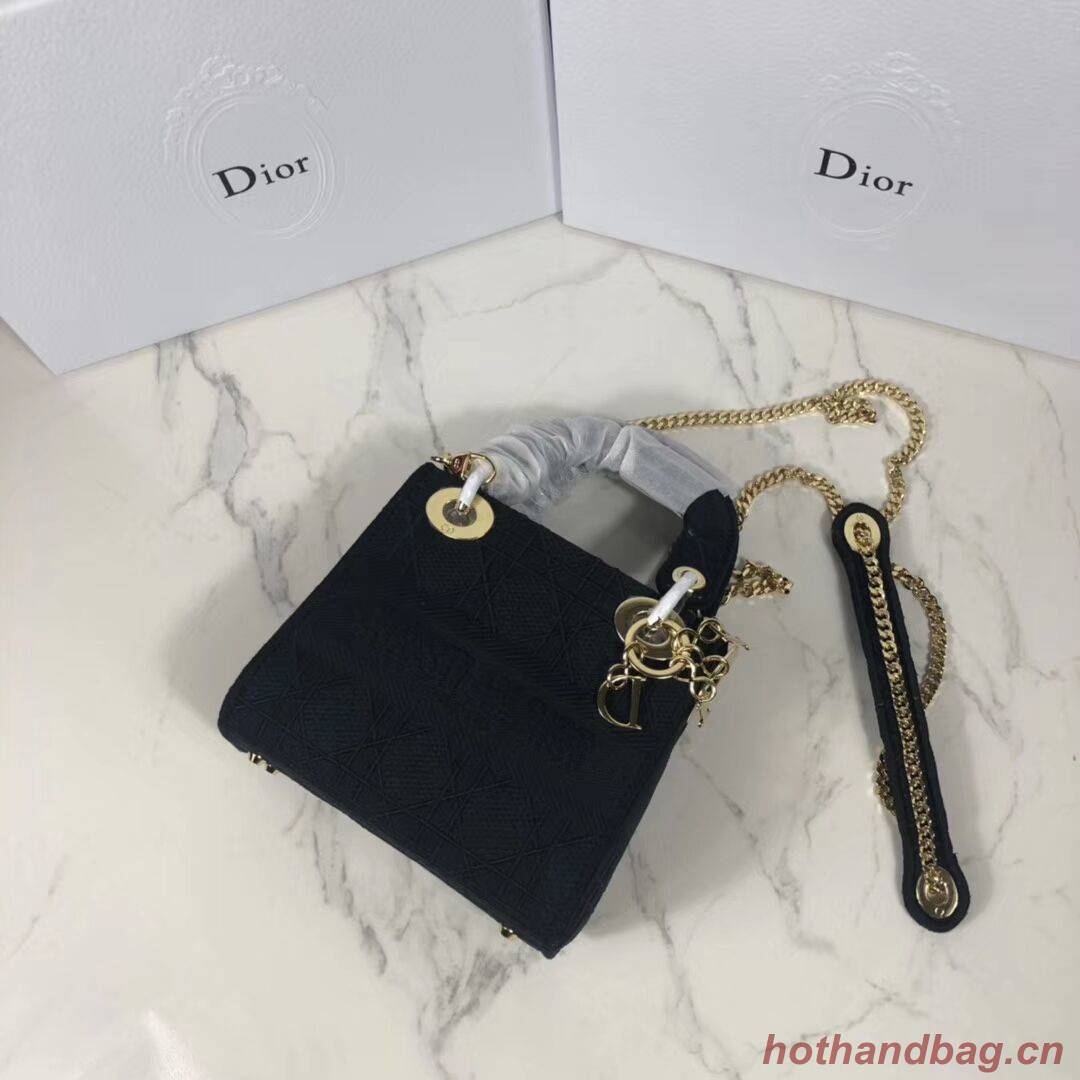 MINI LADY DIOR TOTE BAG IN EMBROIDERED CANVAS C4531 black MINI LADY DIOR TOTE BAG IN EMBROIDERED CANVAS C4531 black