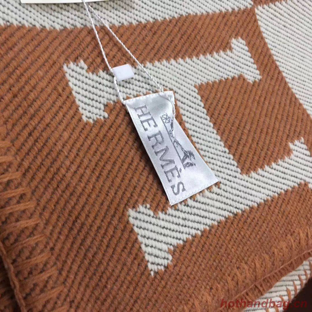 Hermes Lambswool & Cashmere Shawl & Blanket 71152 Orange Hermes Lambswool & Cashmere Shawl & Blanket 71152 Orange