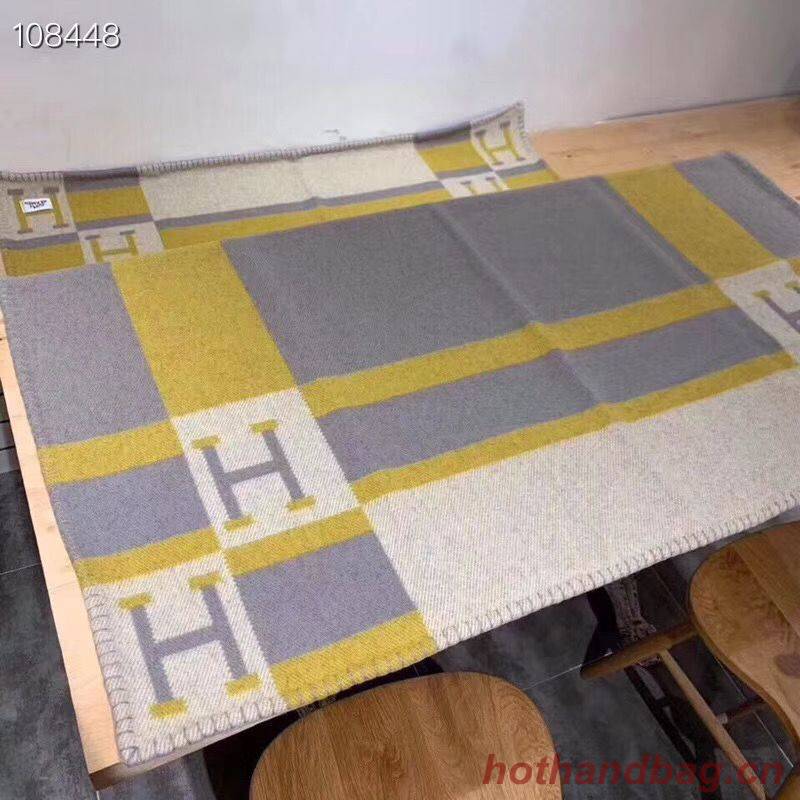Hermes Lambswool & Cashmere Shawl & Blanket 71152 Yellow Hermes Lambswool & Cashmere Shawl & Blanket 71152 Yellow
