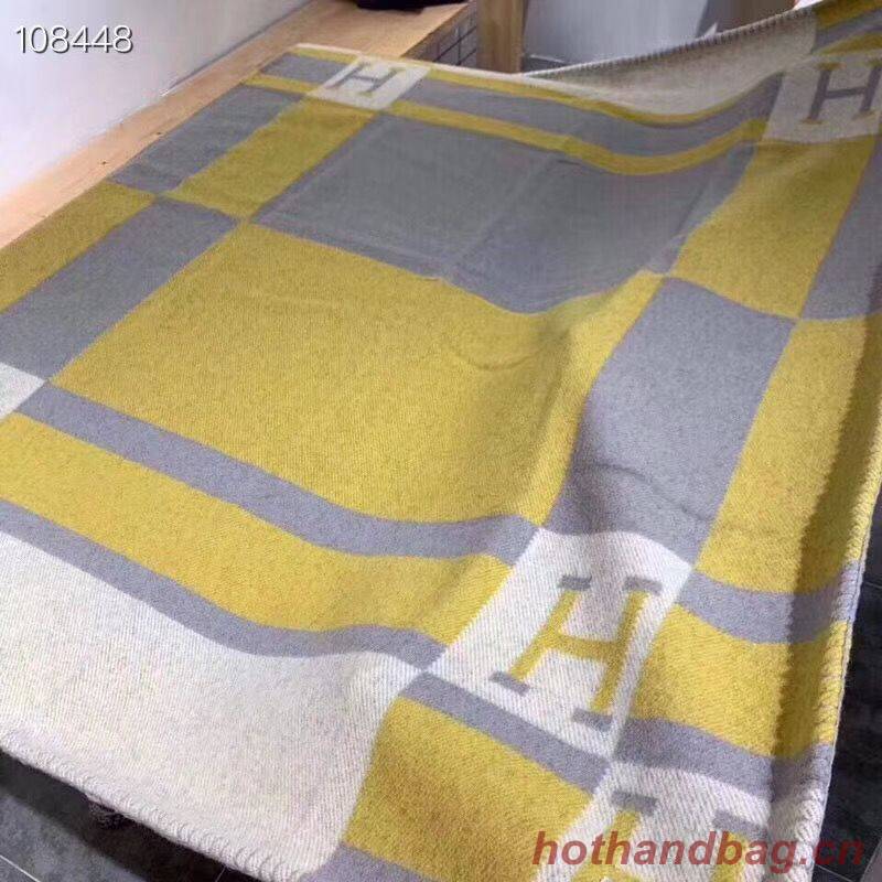 Hermes Lambswool & Cashmere Shawl & Blanket 71152 Yellow Hermes Lambswool & Cashmere Shawl & Blanket 71152 Yellow