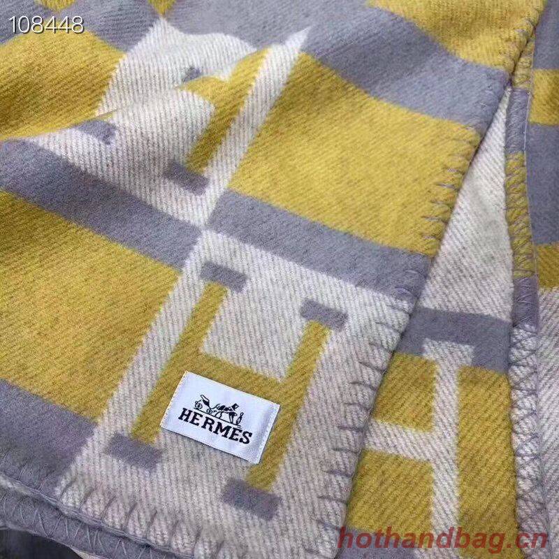 Hermes Lambswool & Cashmere Shawl & Blanket 71152 Yellow Hermes Lambswool & Cashmere Shawl & Blanket 71152 Yellow