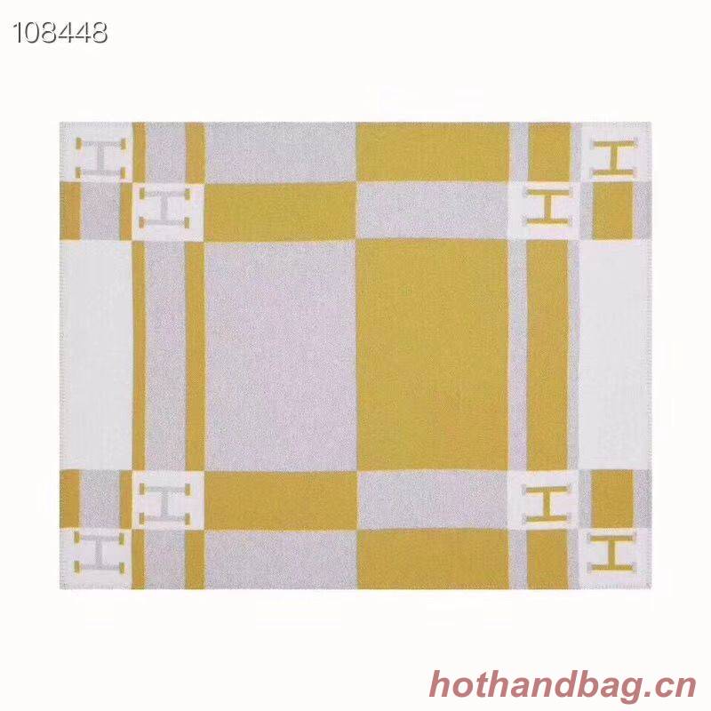 Hermes Lambswool & Cashmere Shawl & Blanket 71152 Yellow Hermes Lambswool & Cashmere Shawl & Blanket 71152 Yellow