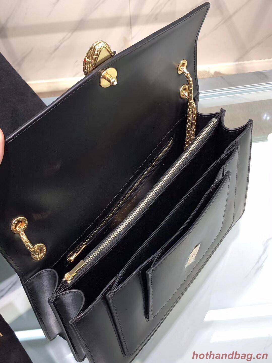 BVLGARI Serpenti Forever leather shoulder bag B288620 black BVLGARI Serpenti Forever leather shoulder bag B288620 black