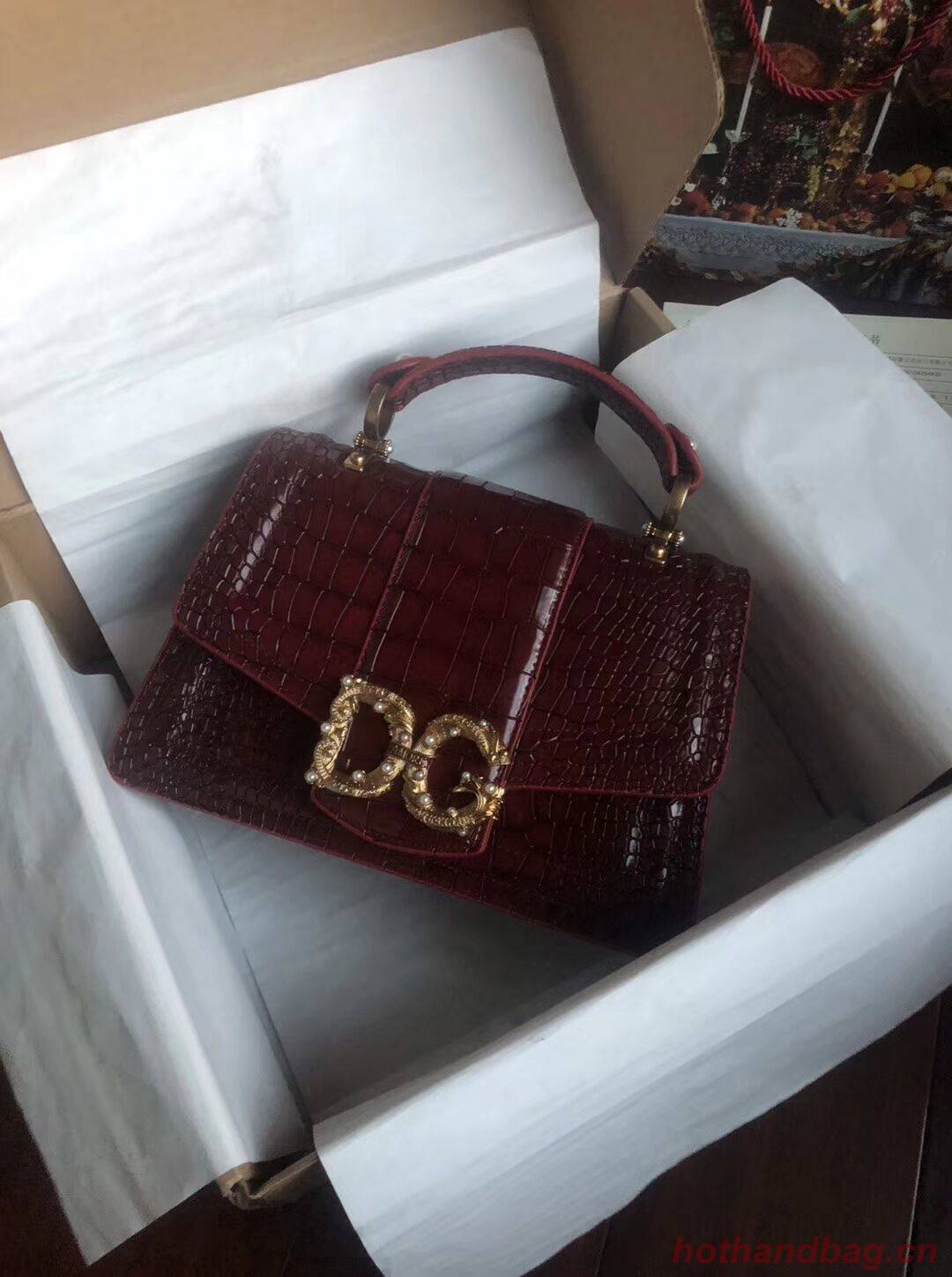 Dolce & Gabbana Origianl Crocodile Leather Bag 4916E Burgundy Dolce & Gabbana Origianl Crocodile Leather Bag 4916E Burgundy