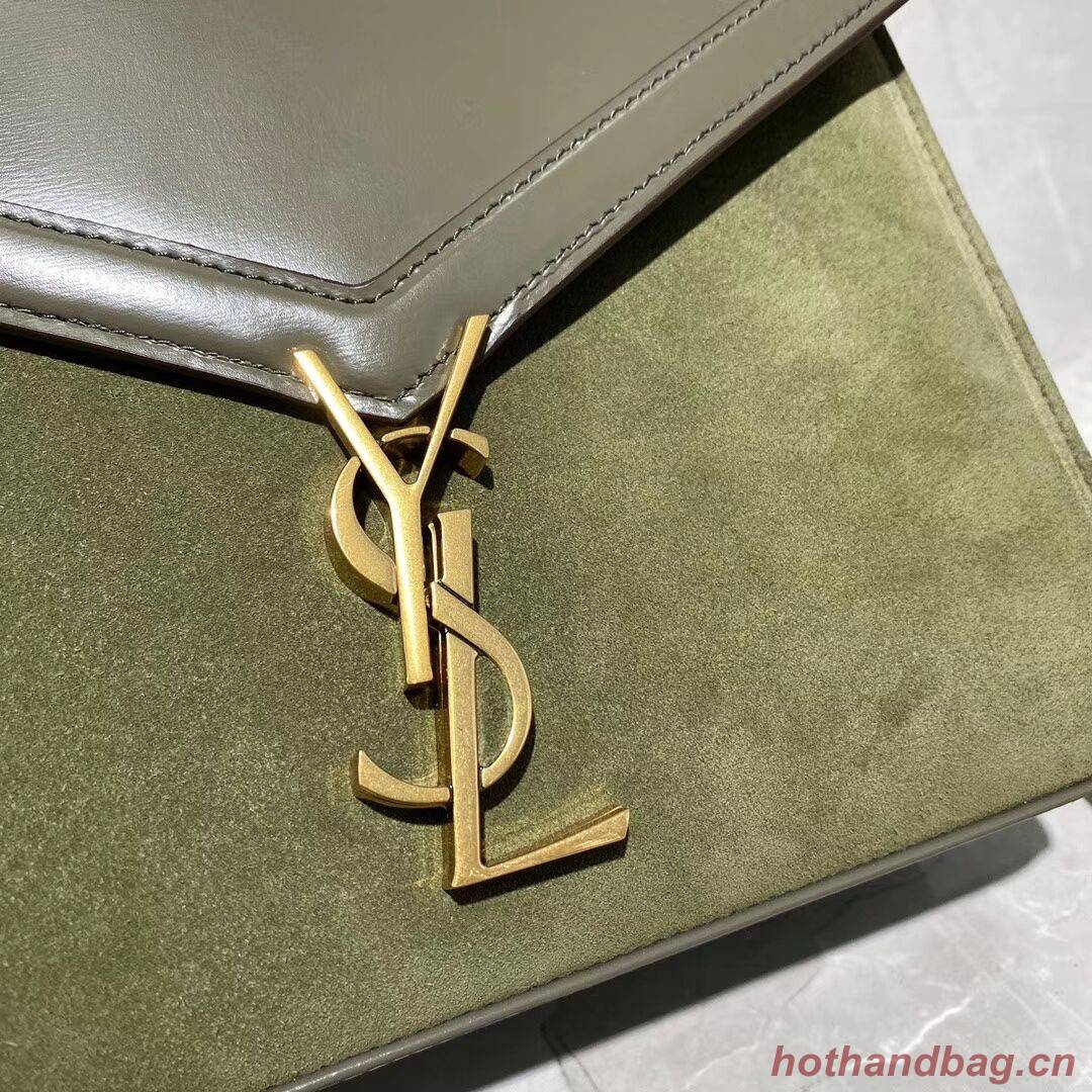 CASSANDRA MEDIUM TOP HANDLE BAG IN SMOOTH LEATHER AND SUEDE Y578001 green CASSANDRA MEDIUM TOP HANDLE BAG IN SMOOTH LEATHER AND SUEDE Y578001 green