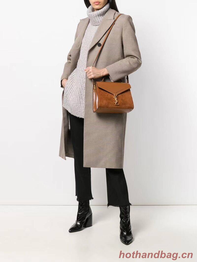 CASSANDRA MEDIUM TOP HANDLE BAG IN SMOOTH LEATHER AND SUEDE Y578001 brwon CASSANDRA MEDIUM TOP HANDLE BAG IN SMOOTH LEATHER AND SUEDE Y578001 brwon