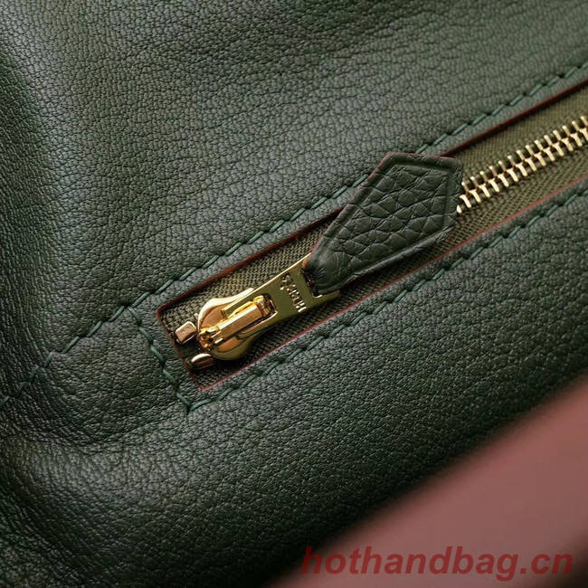Hermes Kelly togo Leather Tote Bag H2424 Blackish green