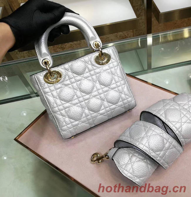 Dior MINI LADY DIOR CALFSKIN BAG M0573 Silvery white