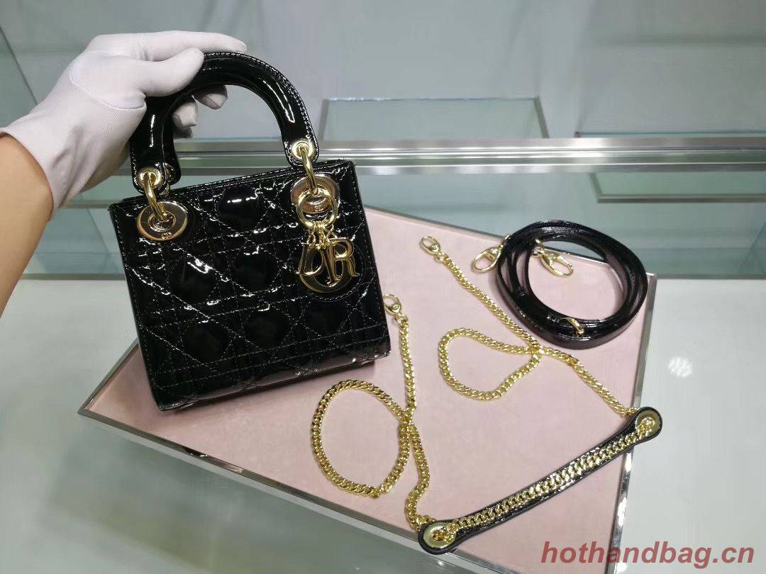 Dior MINI LADY DIOR CALFSKIN Black BAG M0505O Gold Dior MINI LADY DIOR CALFSKIN Black BAG M0505O Gold