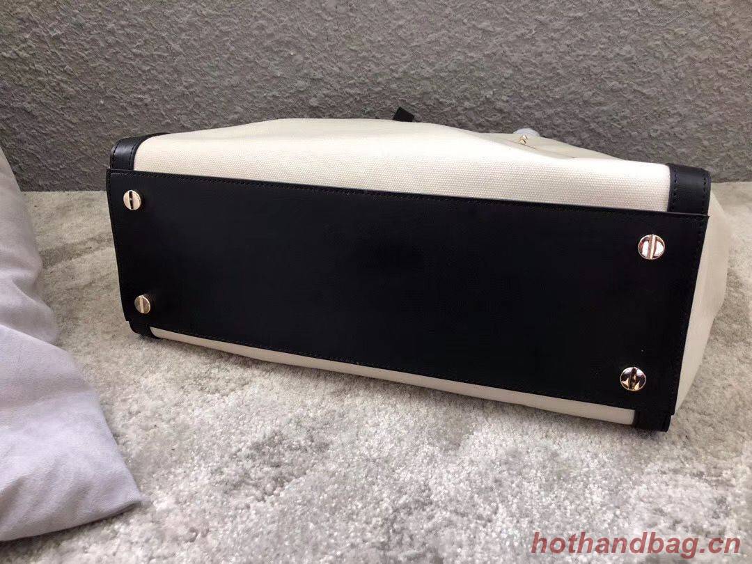 VALENTINO Rockstud Canvas Shopping Bag V0978 Wihte&Black VALENTINO Rockstud Canvas Shopping Bag V0978 Wihte&Black