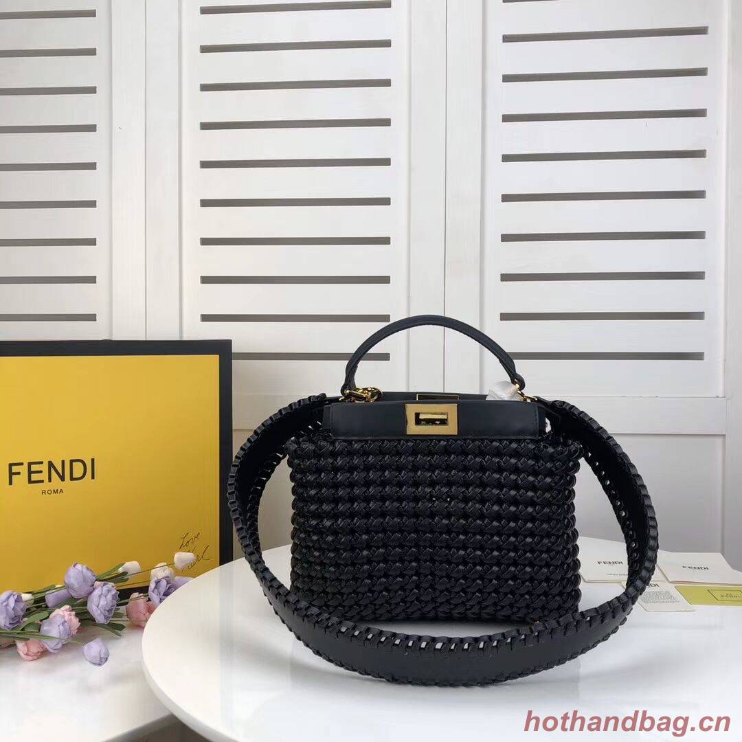 FENDI PEEKABOO ICONIC MINI leather bag 8BN244 black FENDI PEEKABOO ICONIC MINI leather bag 8BN244 black