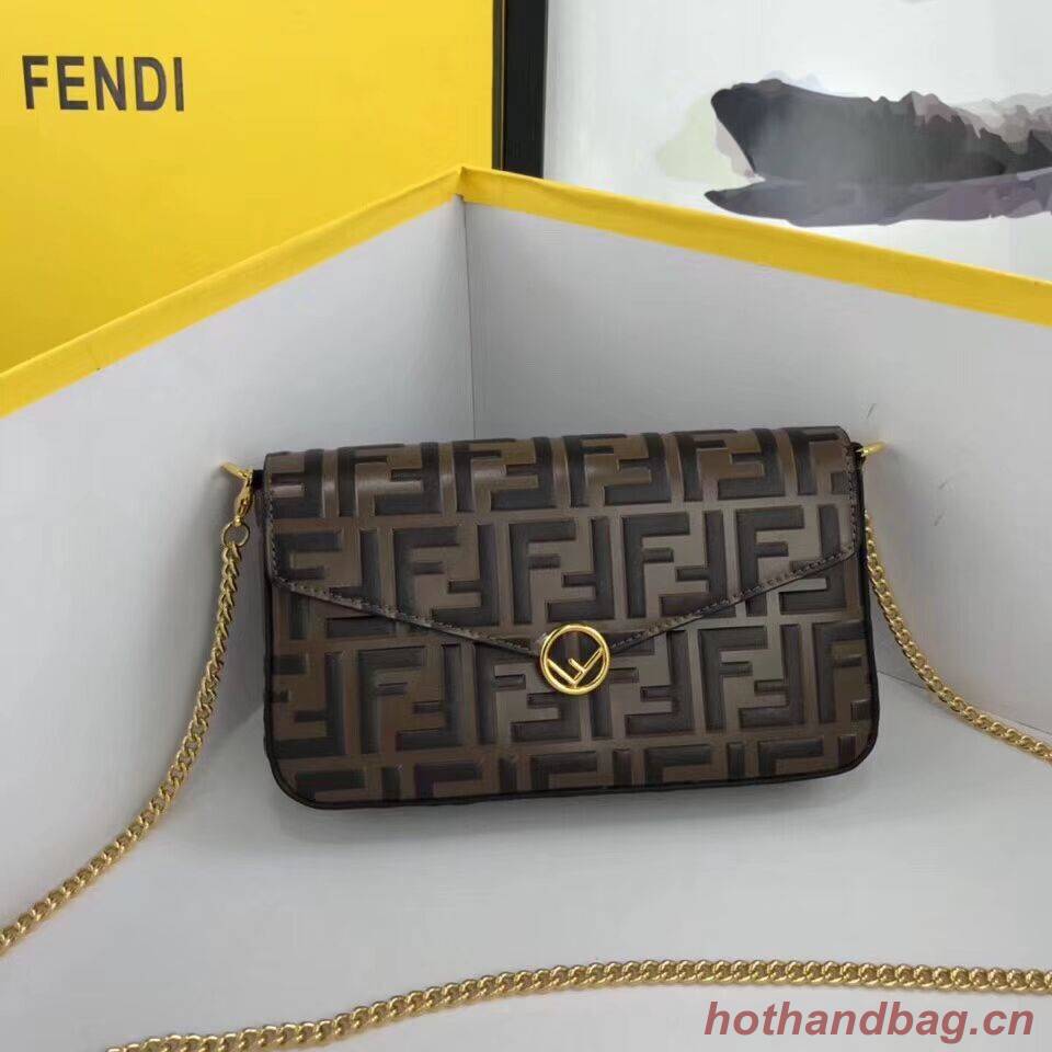 Fendi WALLET ON CHAIN WITH POUCHES leather mini-bag 8BS032 brown Fendi WALLET ON CHAIN WITH POUCHES leather mini-bag 8BS032 brown