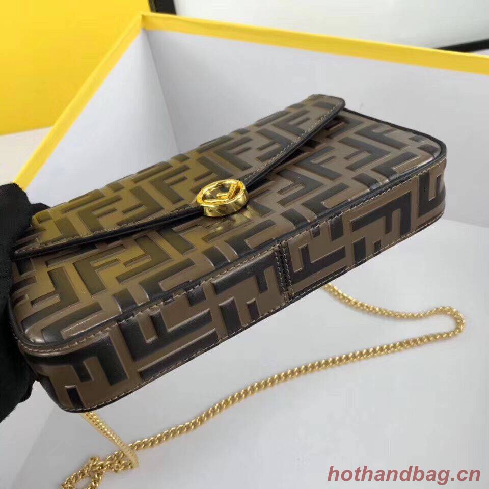 Fendi WALLET ON CHAIN WITH POUCHES leather mini-bag 8BS032 brown Fendi WALLET ON CHAIN WITH POUCHES leather mini-bag 8BS032 brown