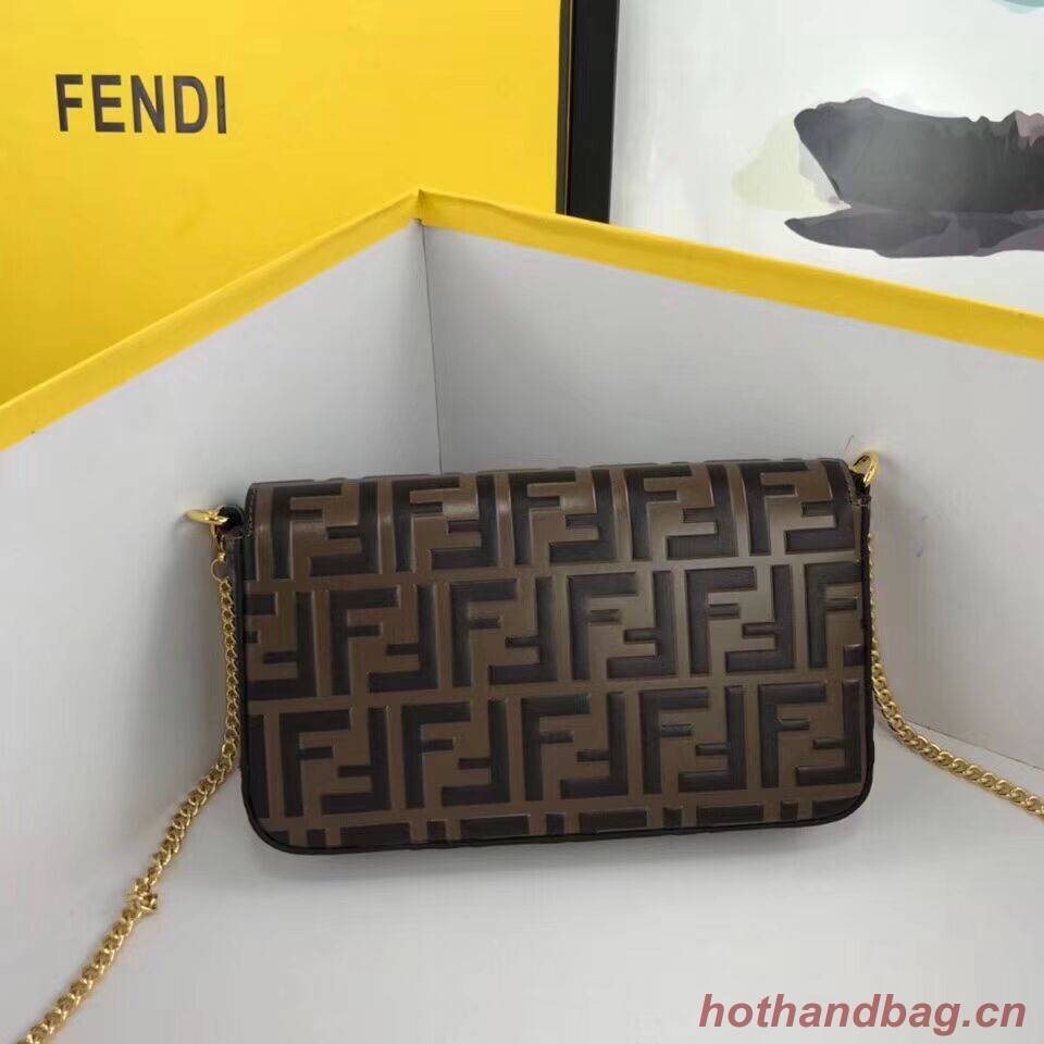Fendi WALLET ON CHAIN WITH POUCHES leather mini-bag 8BS032 brown Fendi WALLET ON CHAIN WITH POUCHES leather mini-bag 8BS032 brown