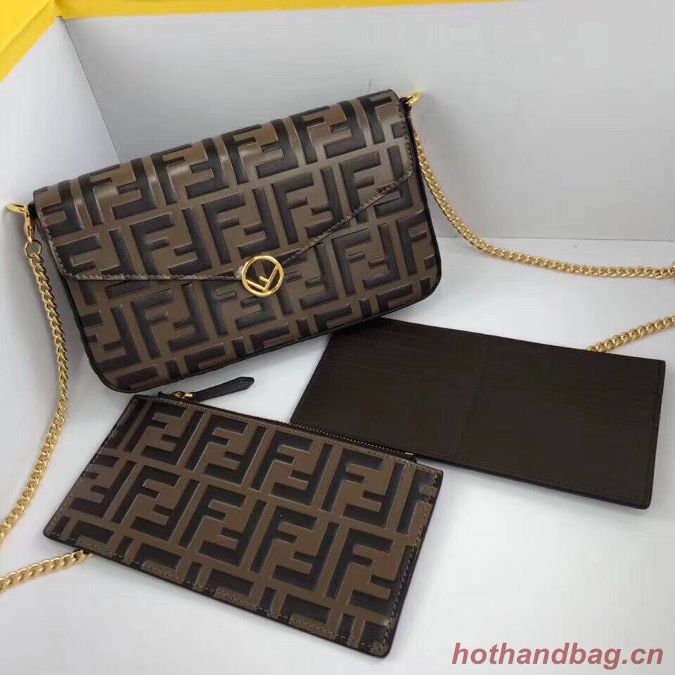 Fendi WALLET ON CHAIN WITH POUCHES leather mini-bag 8BS032 brown Fendi WALLET ON CHAIN WITH POUCHES leather mini-bag 8BS032 brown