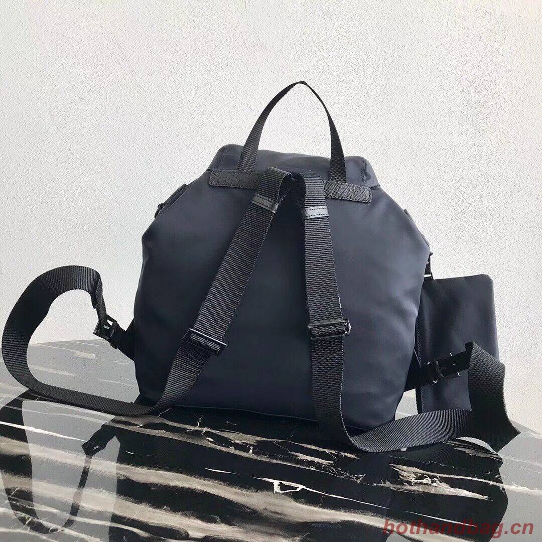 Prada Re-Nylon backpack 1BZ811 black&blue Prada Re-Nylon backpack 1BZ811 black&blue