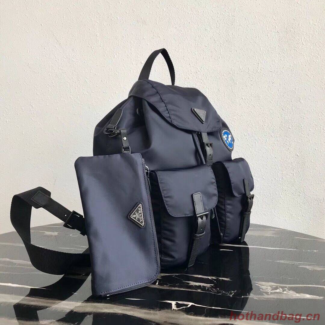 Prada Re-Nylon backpack 1BZ811 black&blue Prada Re-Nylon backpack 1BZ811 black&blue