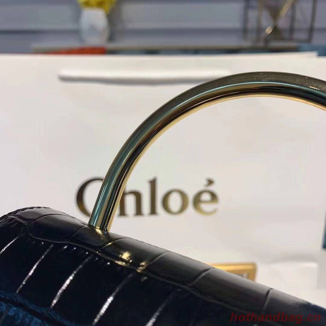 Chloe Original Crocodile skin Leather Top Handle Small Bag 3S030 black Chloe Original Crocodile skin Leather Top Handle Small Bag 3S030 black