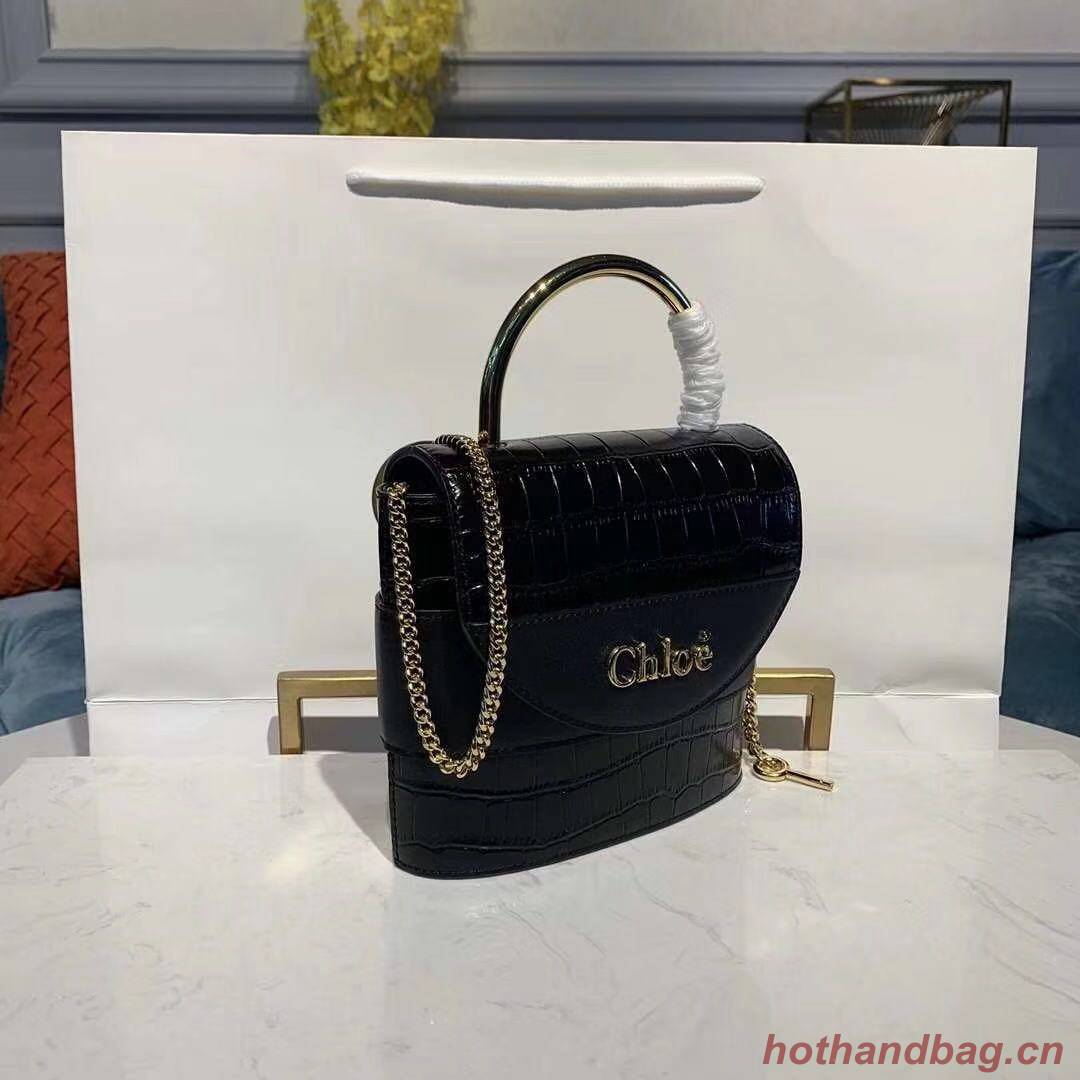 Chloe Original Crocodile skin Leather Top Handle Small Bag 3S030 black Chloe Original Crocodile skin Leather Top Handle Small Bag 3S030 black