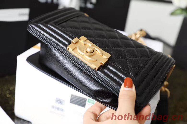 Chanel Le Boy Flap Shoulder Bag Original Cavier Leather A67085 Black Gold Buckle Chanel Le Boy Flap Shoulder Bag Original Cavier Leather A67085 Black Gold Buckle