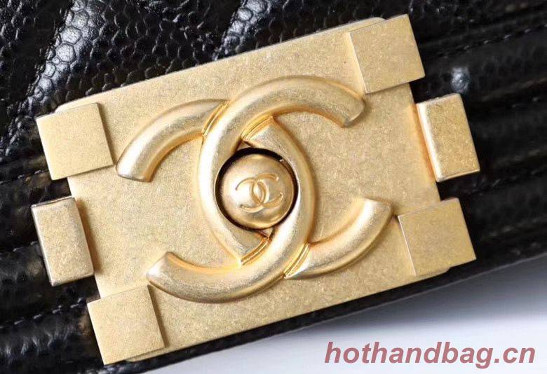 Chanel Le Boy Flap Shoulder Bag Original Cavier Leather A67085 Black Gold Buckle Chanel Le Boy Flap Shoulder Bag Original Cavier Leather A67085 Black Gold Buckle