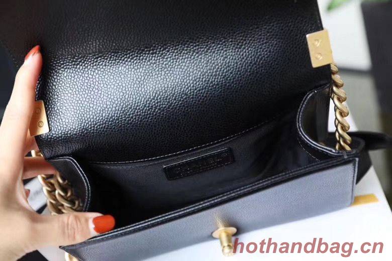 Chanel Le Boy Flap Shoulder Bag Original Cavier Leather A67085 Black Gold Buckle Chanel Le Boy Flap Shoulder Bag Original Cavier Leather A67085 Black Gold Buckle