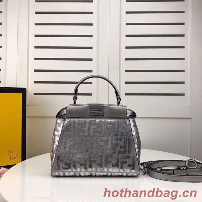 FENDI PEEKABOO ICONIC leather bag F0335 Silver FENDI PEEKABOO ICONIC leather bag F0335 Silver