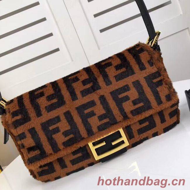 Fendi BAGUETTE Brown mink bag BR771A9 Brown Fendi BAGUETTE Brown mink bag BR771A9 Brown