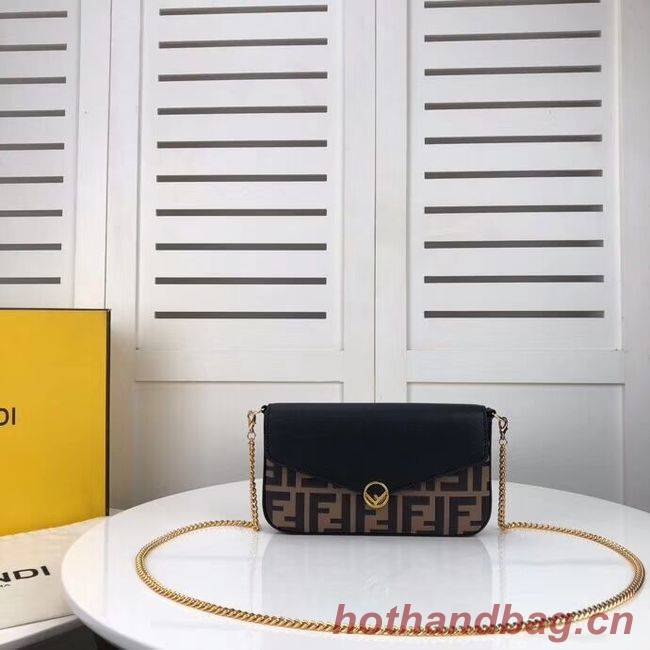 Fendi WALLET ON CHAIN WITH POUCHES leather mini-bag F0005 black&brown Fendi WALLET ON CHAIN WITH POUCHES leather mini-bag F0005 black&brown