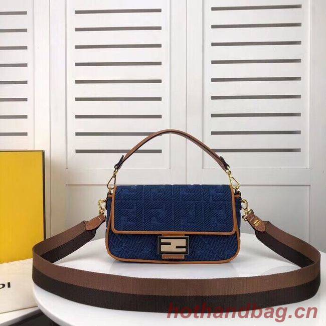 Fendi BAGUETTE LARGE Blue denim bag F0386 blue Fendi BAGUETTE LARGE Blue denim bag F0386 blue