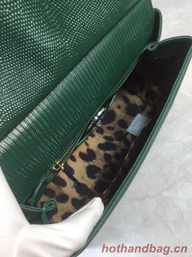 Dolce & Gabbana SICILY Lizard Pattern Tote Bag BB4137 Green Dolce & Gabbana SICILY Lizard Pattern Tote Bag BB4137 Green