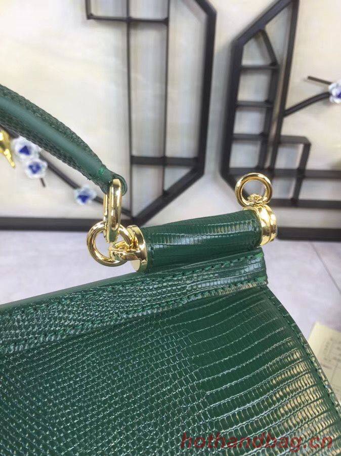 Dolce & Gabbana SICILY Lizard Pattern Tote Bag BB4137 Green Dolce & Gabbana SICILY Lizard Pattern Tote Bag BB4137 Green