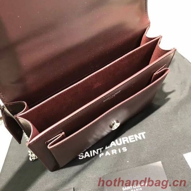 Yves Saint Laurent Calfskin Leather Shoulder Bag Y542206B Burgundy &silver-Tone Metal Yves Saint Laurent Calfskin Leather Shoulder Bag Y542206B Burgundy &silver-Tone Metal