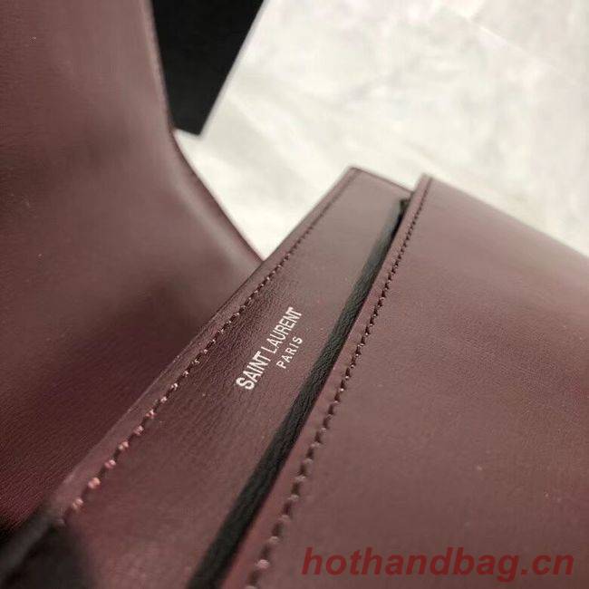 Yves Saint Laurent Calfskin Leather Shoulder Bag Y542206B Burgundy &silver-Tone Metal Yves Saint Laurent Calfskin Leather Shoulder Bag Y542206B Burgundy &silver-Tone Metal