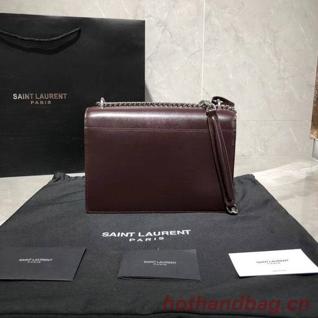 Yves Saint Laurent Calfskin Leather Shoulder Bag Y542206B Burgundy &silver-Tone Metal Yves Saint Laurent Calfskin Leather Shoulder Bag Y542206B Burgundy &silver-Tone Metal
