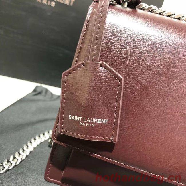 Yves Saint Laurent Calfskin Leather Shoulder Bag Y542206B Burgundy &silver-Tone Metal Yves Saint Laurent Calfskin Leather Shoulder Bag Y542206B Burgundy &silver-Tone Metal