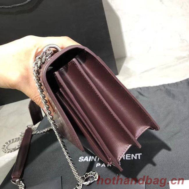 Yves Saint Laurent Calfskin Leather Shoulder Bag Y542206B Burgundy &silver-Tone Metal Yves Saint Laurent Calfskin Leather Shoulder Bag Y542206B Burgundy &silver-Tone Metal