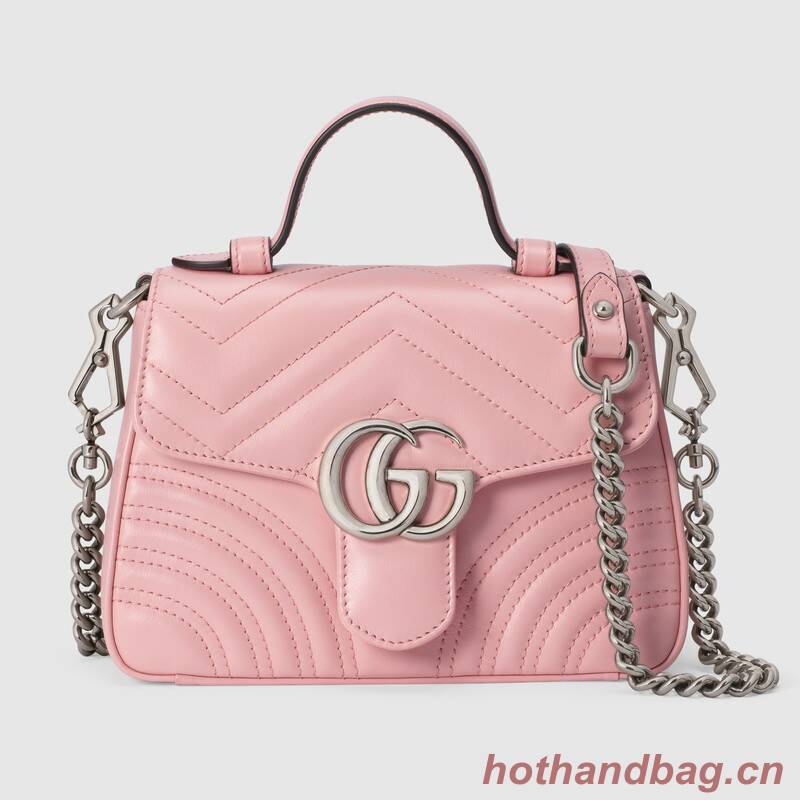 Gucci GG Marmont mini top handle bag 547260 pink Gucci GG Marmont mini top handle bag 547260 pink